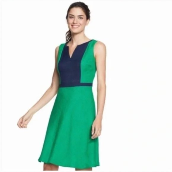 Boden Dresses & Skirts - BODEN kelly green navy blue Monica sleeveless a-line dress